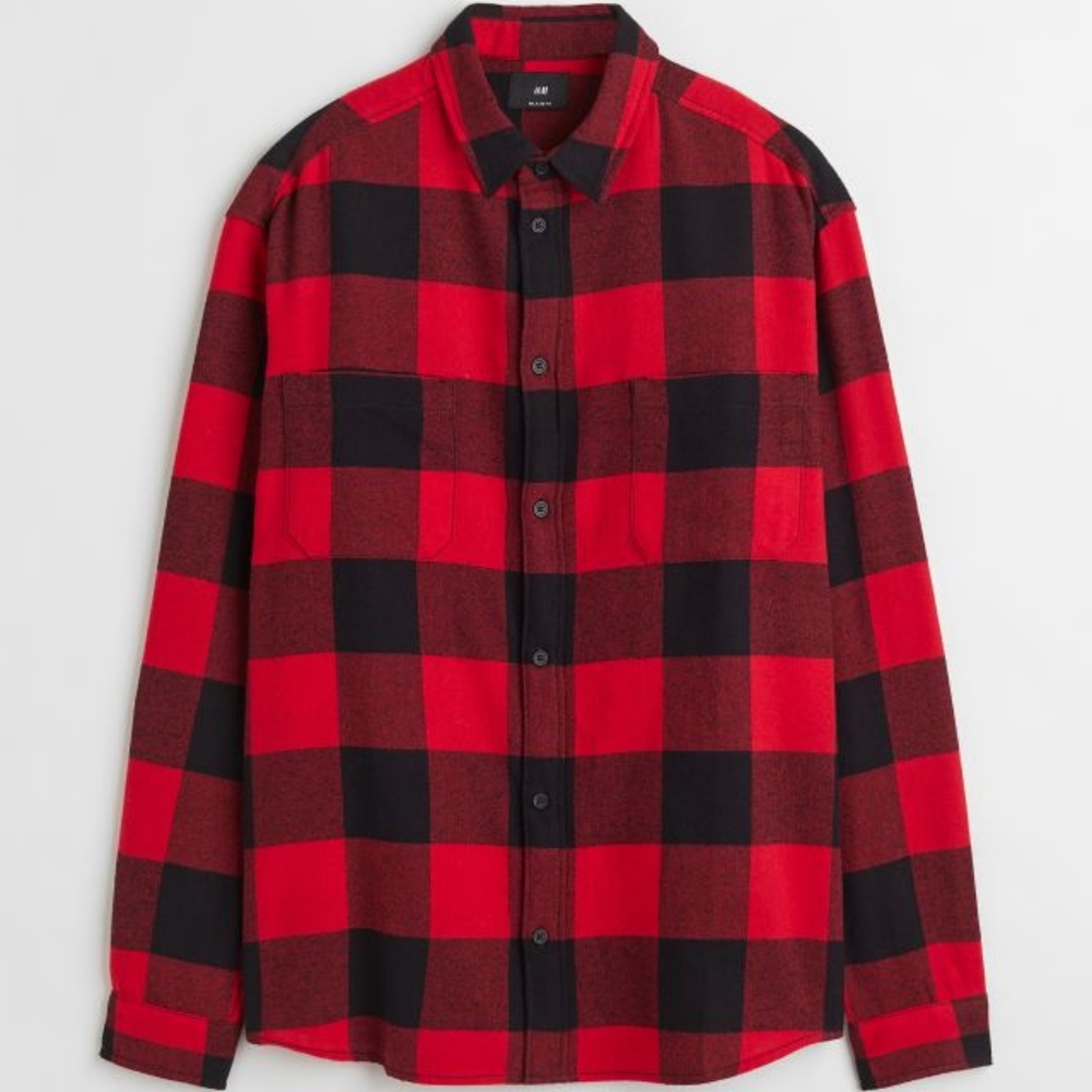 Relaxed Fit Plaid Button Up Shirt